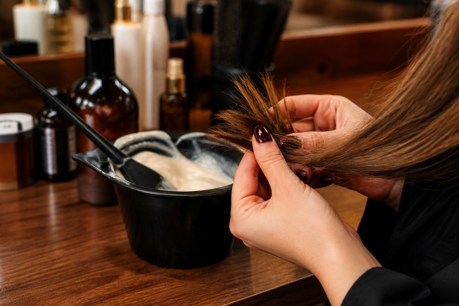 Tratamiento hidratante para cabello seco en peluquería